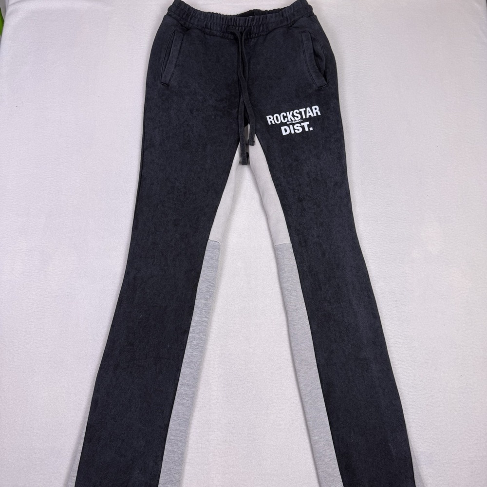 Rockstar Original Men's Stacked Sweatpants Small Mineral Wash Flare‎ Wide Leg